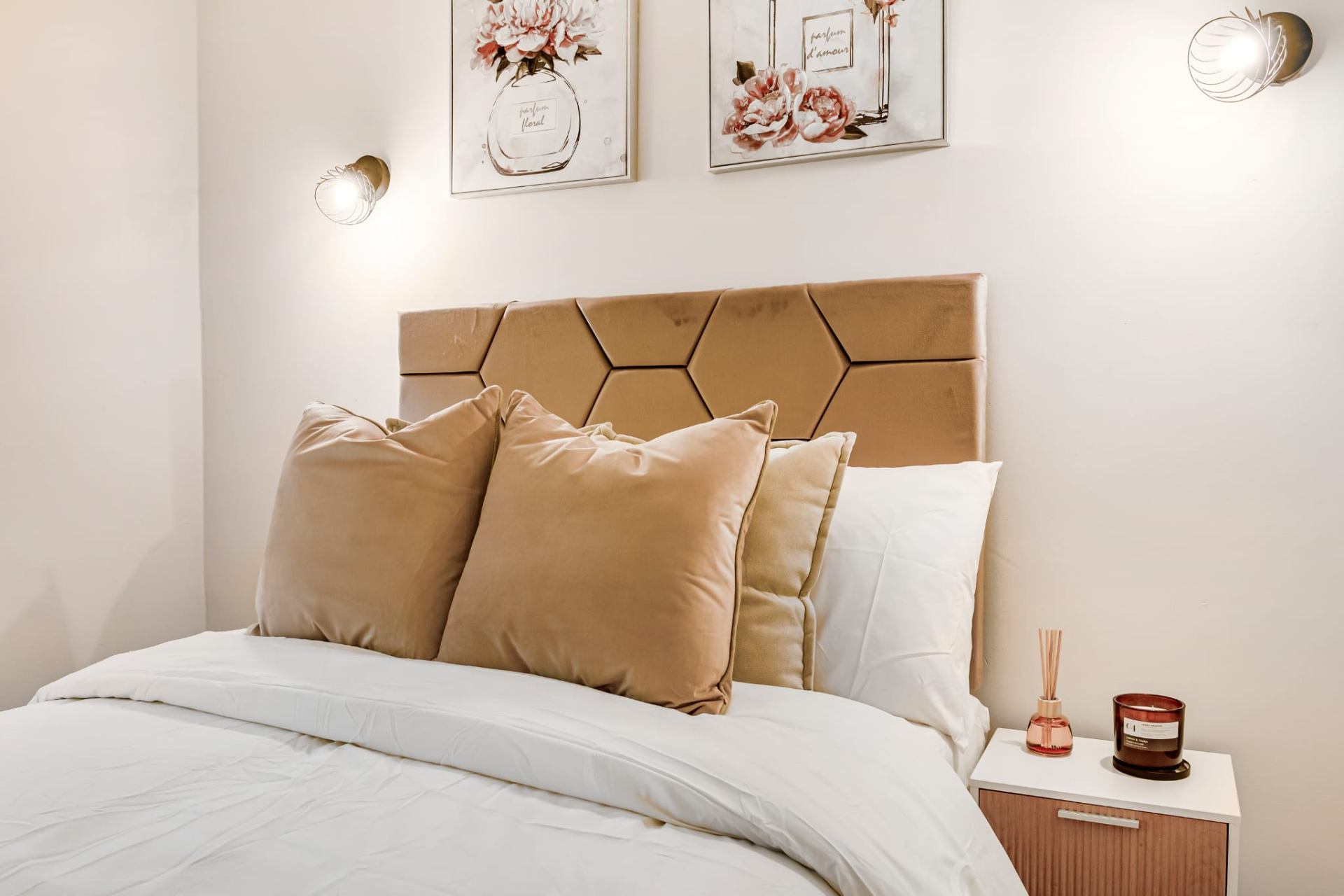 Bedroom — soft-pink styling detail