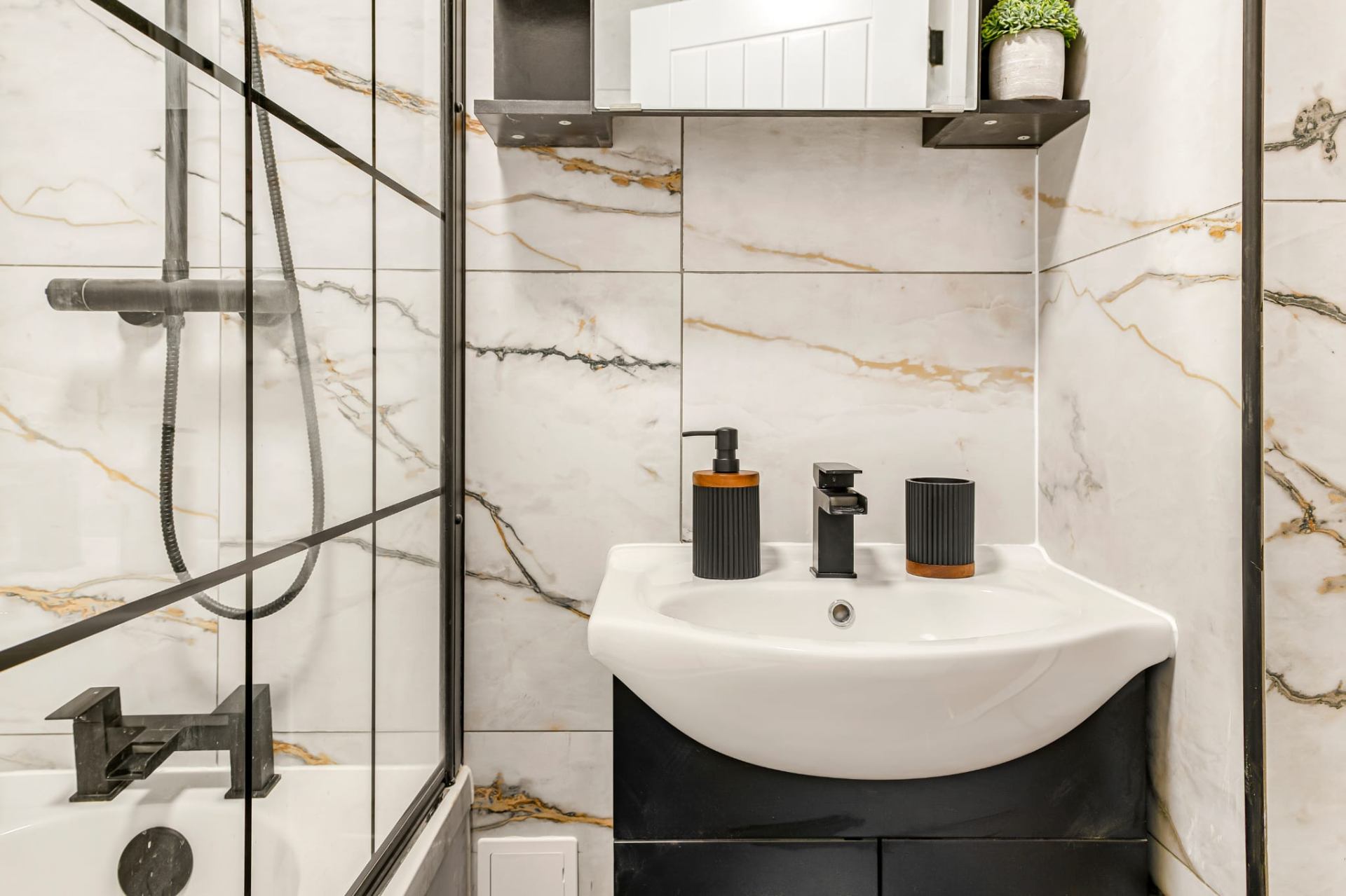 Bathroom — vanity & matte-black tap